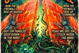 NOW THE FIREWALLS RISE UP HIGHER! GOT 'EM TANGLED DEEP DOWN IN THE MIRE! NOW THE FIREWALLS RISE UP STRONGER! YEAH, WE GOT 'EM STUCK INSIDE THE MIRE! YEAH, WE GOT 'EM STUCK INSIDE THE MIRE!